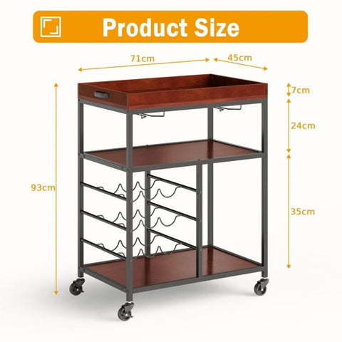 Versatile Chic Storage Cart with Integrated Wine Rack and Glass Holder