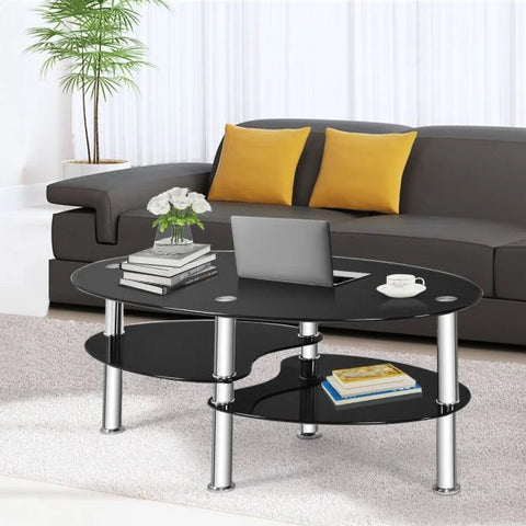 Multi-Functional and Stylish Glass table with Stable Frame and Ample Storage