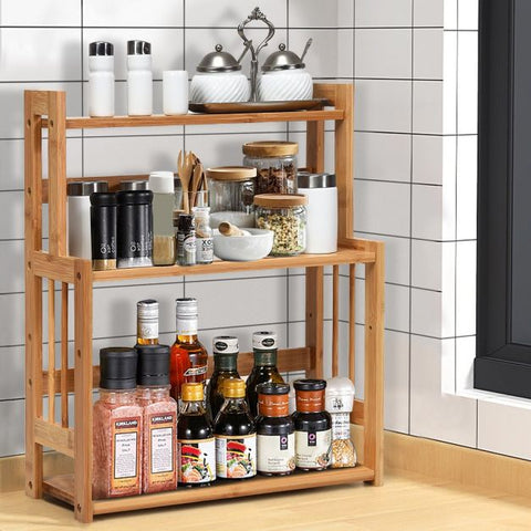 Versatile and Spacious Kitchen Spice Storage Rack with 3 Tiers