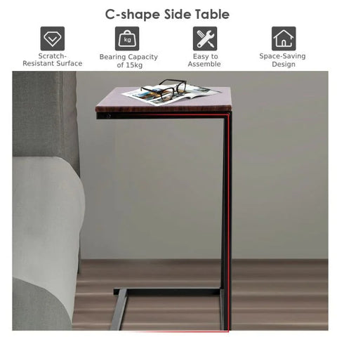 Compact and Stylish Side Table with C-Shape and Industrial Design