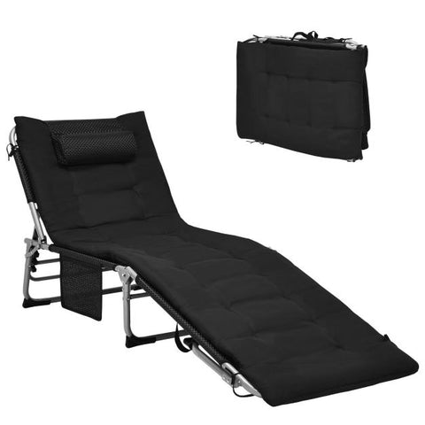 Practical Sun Lounger with Fully Adjustable Recline and Removable Pillow