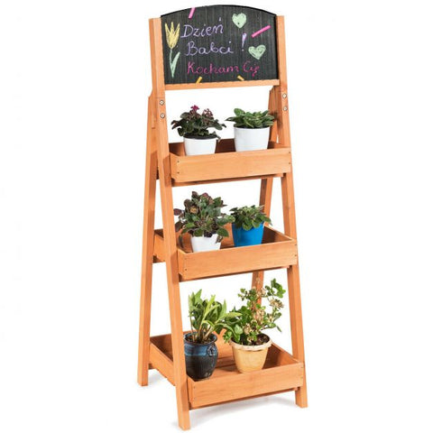 Garden 3 Tier Ladder Shelf Plant Stand with Blackboard