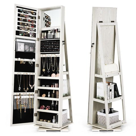 360 Degree Standing Jewellery Mirror with Storages