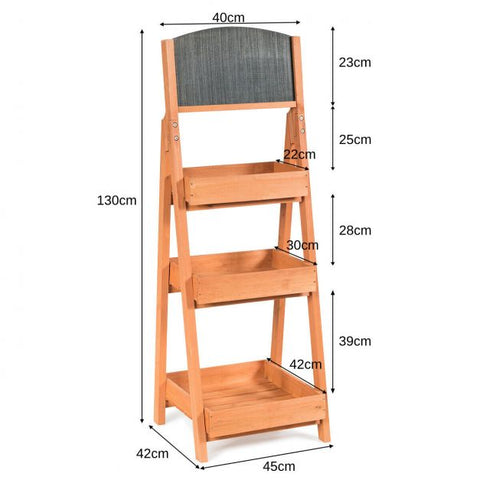 Garden 3 Tier Ladder Shelf Plant Stand with Blackboard