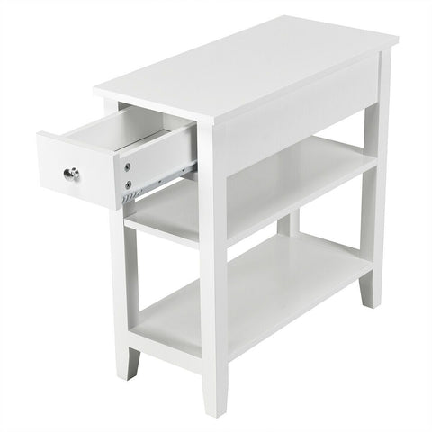 Compact and Stylish Wooden Side Table with 3 Tier Design and Ample Storage