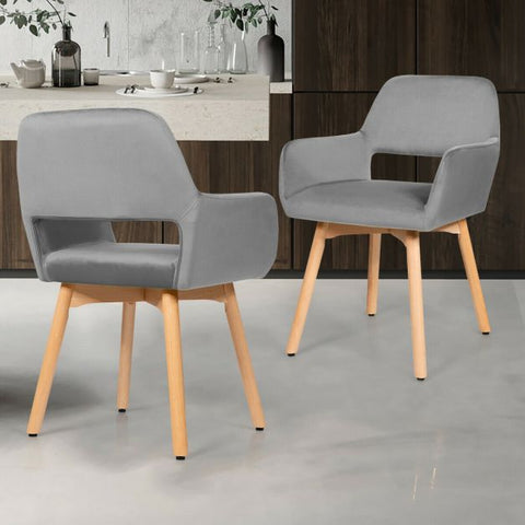 Modern Set of 2 Velvet Dining Chairs