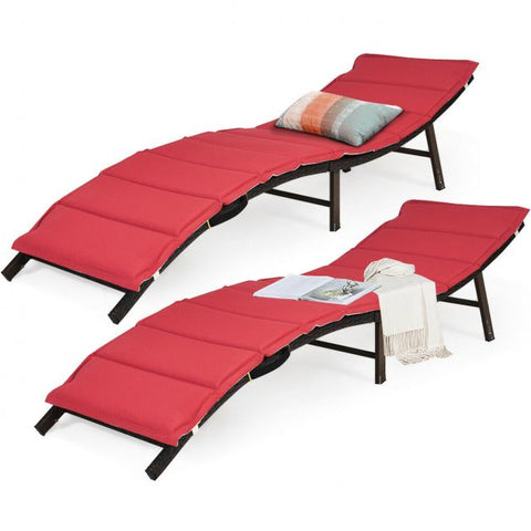 Set of 2 Sun Loungers with Folding Function in Red