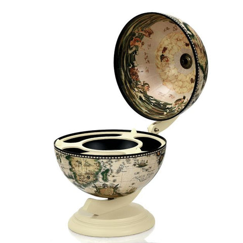 Vintage Inspired Globe Wine Holder with Map and Stable Design