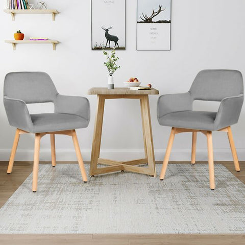 Modern Set of 2 Velvet Dining Chairs