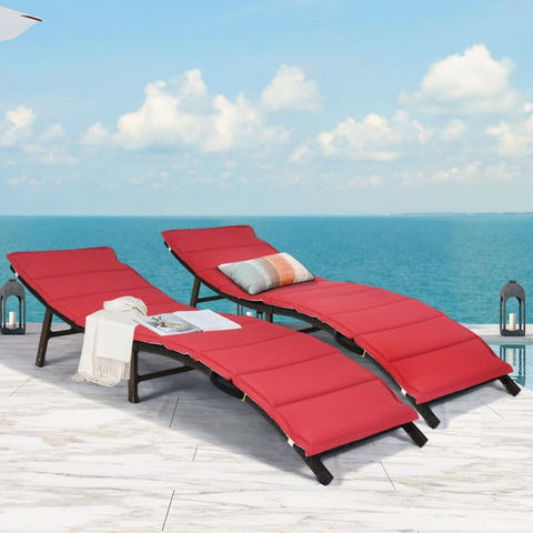 Set of 2 Sun Loungers with Folding Function in Red