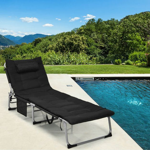 Practical Sun Lounger with Fully Adjustable Recline and Removable Pillow