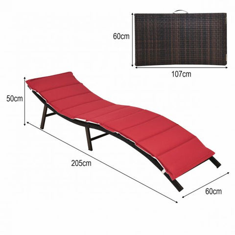 Set of 2 Sun Loungers with Folding Function in Red
