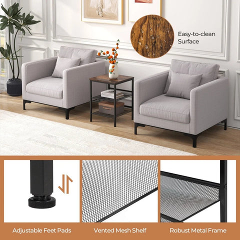 Elegant 3 Tier Side table with Industrial Design and Sturdy Steel Frame