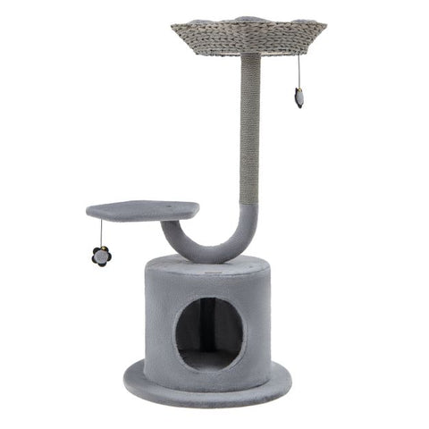 Enhance Playtime with a 3-Tier Cat Tree Featuring a Rope-Covered Scratching Post