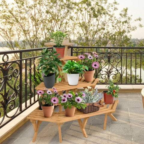 Garden Wooden Multi-Function Corner Plant Pot Stand
