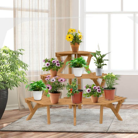 Garden Wooden Multi-Function Corner Plant Pot Stand