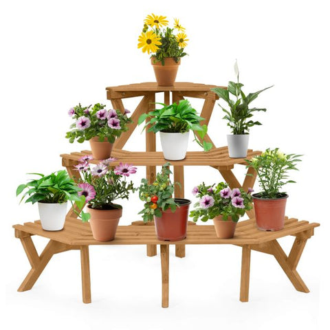 Garden Wooden Multi-Function Corner Plant Pot Stand