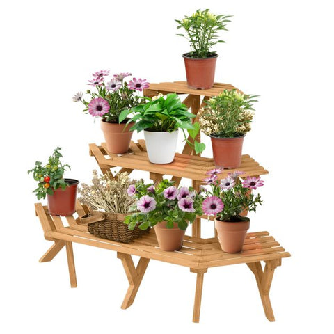 Garden Wooden Multi-Function Corner Plant Pot Stand