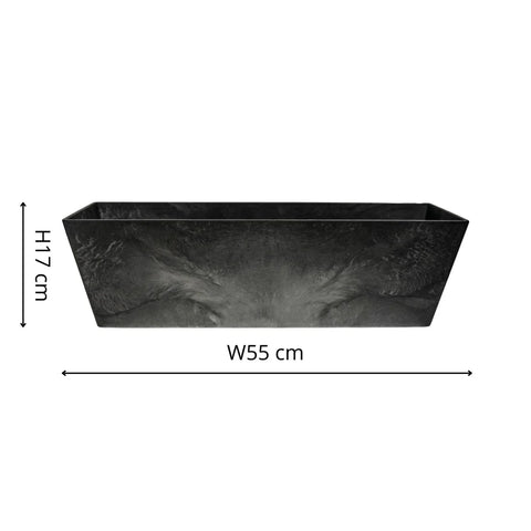 Lightweight Stone Composite Planter with Drainage System in Black