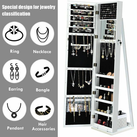 Original Standing Jewellery Mirror with Storages, Internal Mirror, Lock and Back Shelve