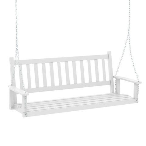 Outdoor Natural Wood 3 Person Porch Swing with Adjustable Chains