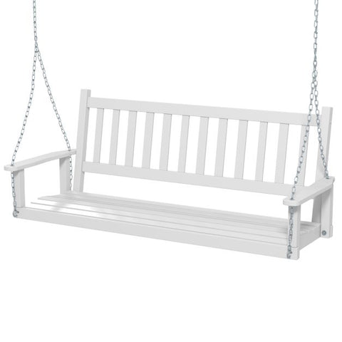 Outdoor Natural Wood 3 Person Porch Swing with Adjustable Chains