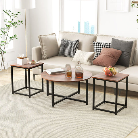 Versatile and Modern 3 Piece Coffee Table with Metal Frame
