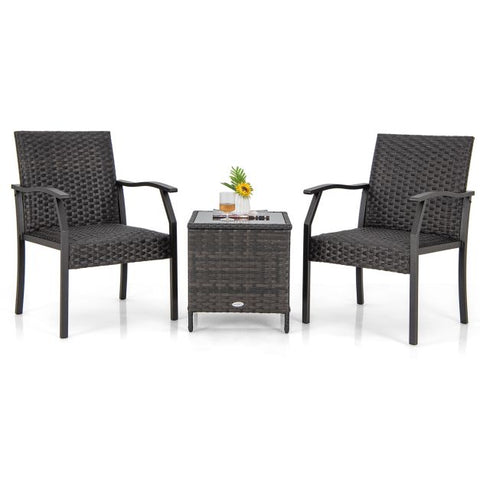 Outdoor Wicker Chair Set with soft Cushions and Rattan Material