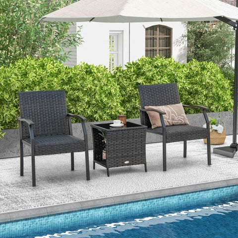 Outdoor Wicker Chair Set with soft Cushions and Rattan Material