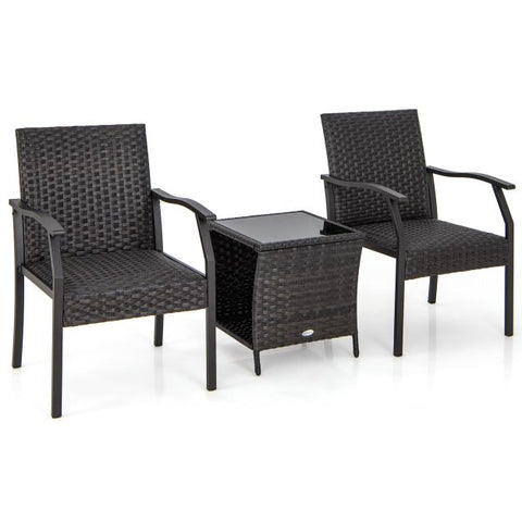 Outdoor Wicker Chair Set with soft Cushions and Rattan Material