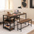 Space Saving Dining Set with 1 Table, 2 Benches, Glass Holder, Wine Rack and Shelve
