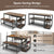 Space Saving Dining Set with 1 Table, 2 Benches, Glass Holder, Wine Rack and Shelve