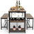 Space Saving Dining Set with 1 Table, 2 Benches, Glass Holder, Wine Rack and Shelve