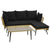 Garden Conversation Set with L-Shaped layout and cushions in Black