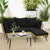 Garden Conversation Set with L-Shaped layout and cushions in Black