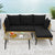 Garden Conversation Set with L-Shaped layout and cushions in Black
