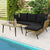 Garden Conversation Set with L-Shaped layout and cushions in Black