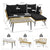 Garden Conversation Set with L-Shaped layout and cushions in Black