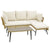 Garden Conversation Set with L-Shaped layout and cushions in Black
