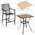 Outdoor Bar Table and Stools Set with cushions and Steel Frame in Black