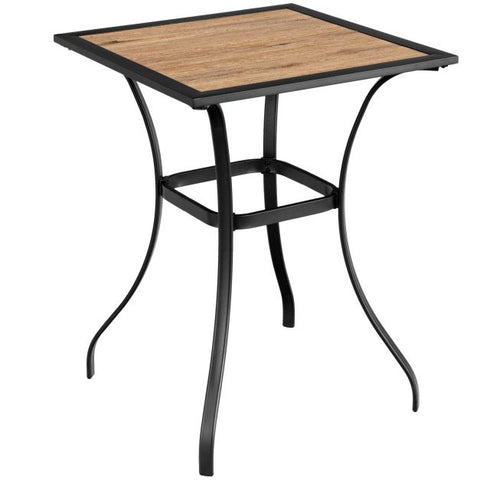 Outdoor Bar Table and Stools Set with cushions and Steel Frame in Black