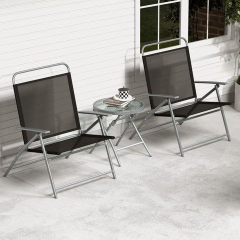 Outdoor Bistro Set with Tempered Glass Table Top and Foldable Design