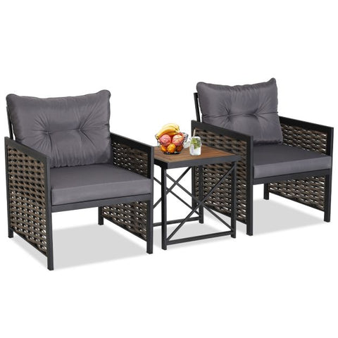 Madison Garden Bistro Set with Acacia Wood in Grey
