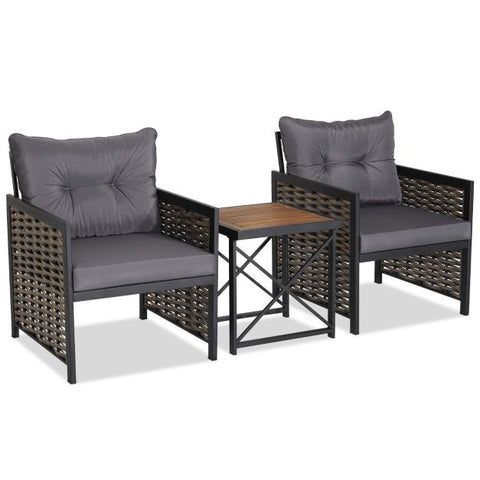 Madison Garden Bistro Set with Acacia Wood in Grey