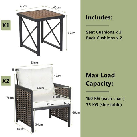 Madison Garden Bistro Set with Acacia Wood in Grey