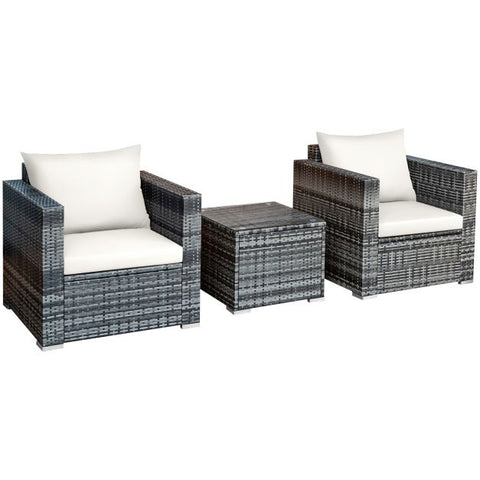 Millennium Garden Bistro Set with soft Cushions in White