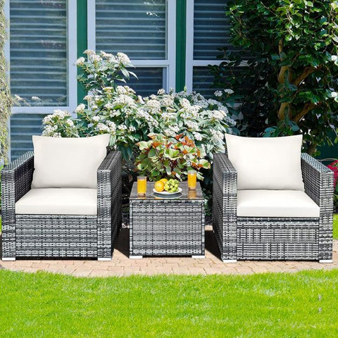 Millennium Garden Bistro Set with soft Cushions in White