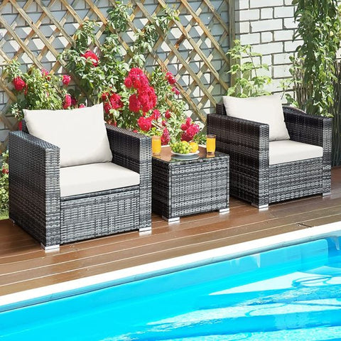 Millennium Garden Bistro Set with soft Cushions in White