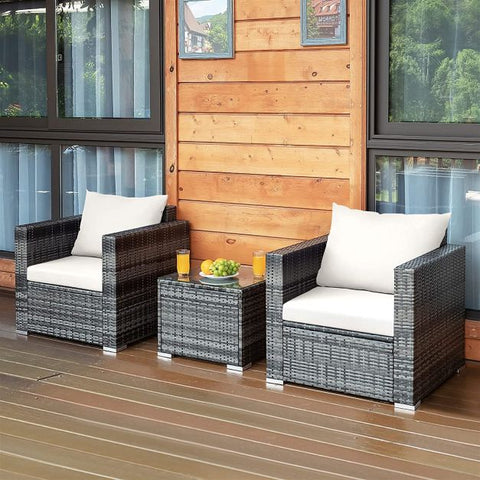 Millennium Garden Bistro Set with soft Cushions in White