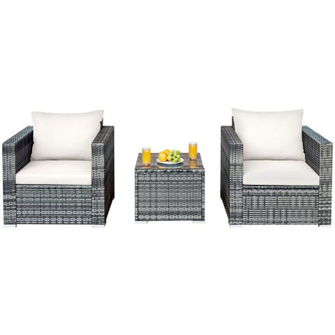 Millennium Garden Bistro Set with soft Cushions in White